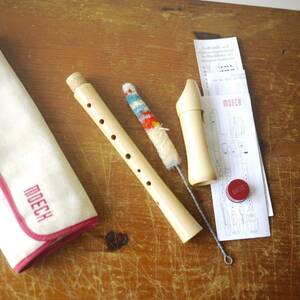 mekMOECK soprano recorder 125 german type school model woodwind instrument Maple . finger table grease brush cloth case ensemble 
