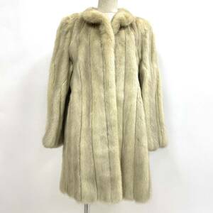 【七福】fk1146 EMBA セミロングコート デザインコート ミンクコート ヴァイオレットミンク 貂皮 mink身丈 約 80cm
