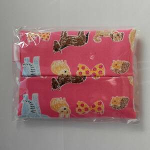 9☆かわいい動物柄☆ティッシュ１個付き☆ポケットティッシュケース☆ピンク色系☆新品・未開封☆ハンドメイド☆ティッシュカバー☆ねこ☆