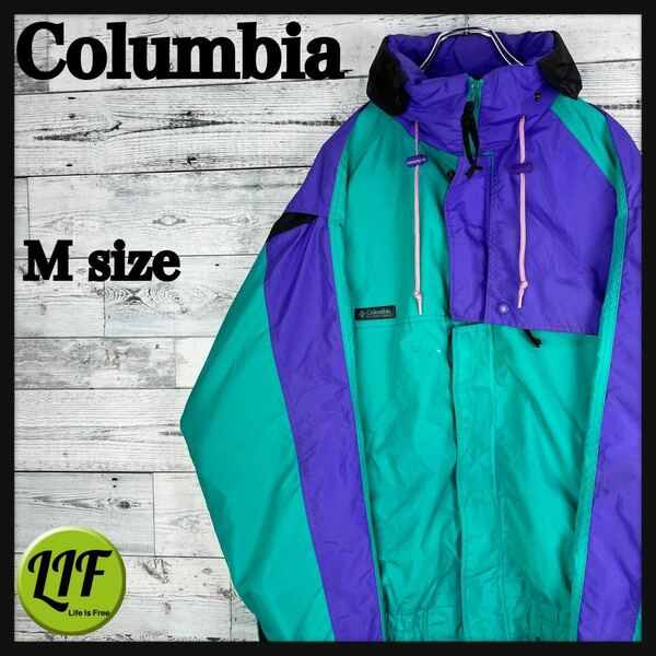 【希少】コロンビア ロゴタグ シェルジャケット マルチカラー 緑紫黒