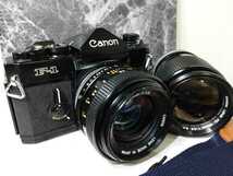 【終活】Canon F-1後期型＋FD55mm f1.2 S.S.C シンデレラ単焦点赤バッジ＋FD135mm f2.5 各動作良好　露出計OK　レンズ光学良好　外観綺麗_画像2