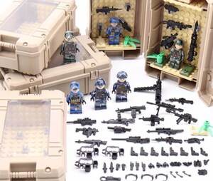 即納　特殊部隊6体　収納ケース6点、武器つき戦争軍人軍隊マンミニフィグ LEGO 互換 ブロック ミニフィギュア レゴ 互換t39