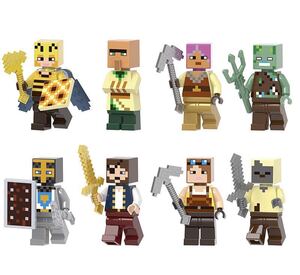 翌日発送　8体セット　minecraft マインクラフト　ブロック　ミニフィグ レゴ　LEGO 互換 ミニフィギュア　v