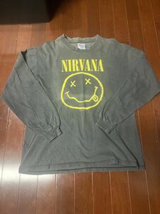希少 90'S NIRVANA スマイルロンTシャツ ヴィンテージ　Kurt Cobain USA製　L ニルヴァーナ バンドT カートコバーン　HOLE USA製　