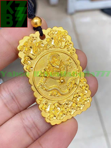 [ permanent gorgeous ] men's Gold Dragon necklace pendant [ yellow gold dragon ] original gold luck with money fortune . better fortune feng shui accessory * height 50mm -ply 68g proof attaching Q99