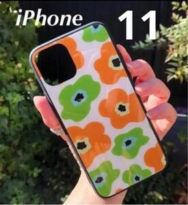 新品　iPhone11ケース 北欧花柄の大人可愛いオシャレデザイン　強化ガラスケース　iPhoneケース iPhone スマホケース