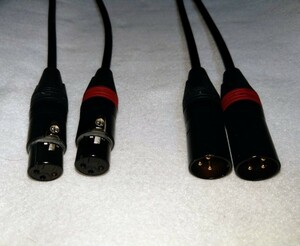 XLR пара кабель 1m× 2 шт ( красный, чёрный ) Canare L-4E6S Neutrik производства NC3FXX-B,NC3MXX-B позолоченный XLR терминал 