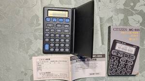  Vintage Showa Retro that time thing made in Japan CITIZEN Citizen MC-655 notebook size electron telephone book 3 line display operation verification with instruction attached boxed 