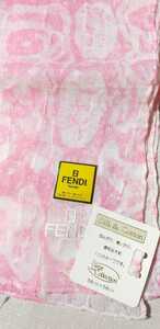 送料無料！ フェンディ ハンカチ 大判 ハンカチーフ 未使用品 ピンク シワ加工 FENDI