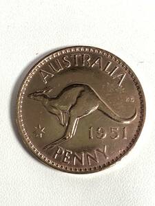 ★コレクター必見！！ オーストラリア ペニー 1951 銅貨 極美品 ビンテージ アンティーク コイン ブロンズ ジョージ6世 約9.4g 銅 M011632
