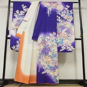 着物屋こころ■豪華振袖 草花文 暈し染め 着丈158cm 裄丈62.5cm 正絹 逸品 B-zg1648の画像2