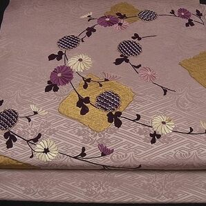 着物屋こころ■九寸名古屋帯 駒刺繍 絞り 枝花文 金彩 正絹 逸品 B-sa1400の画像1