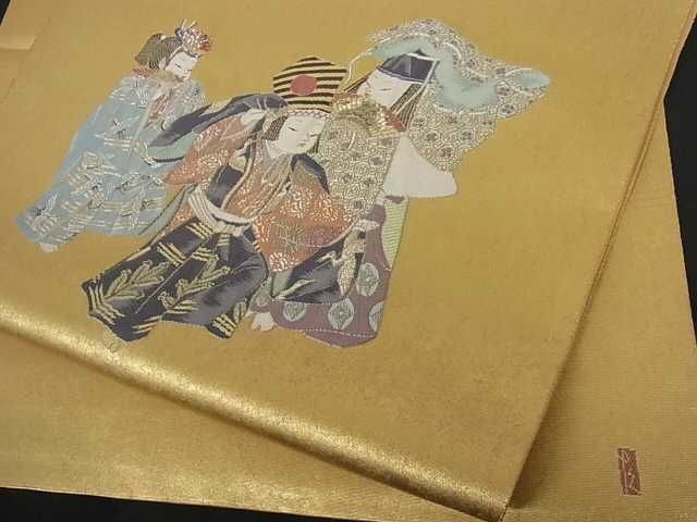 加賀友禅の巨匠 初代 由水十久 九寸開き名古屋帯 枝菊 鬼しぼm-2s10634-