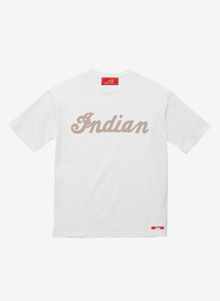 【Indian Motocycle】Lサイズ　ホワイト　フロッキーロゴTシャツ　インディアンモトサイクル　ランブル