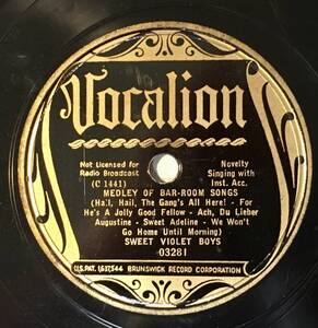 SWEET VIOLET BOYS VOCALION Winky Dinky Parley Voo/ Melody of Bar-Room Songs