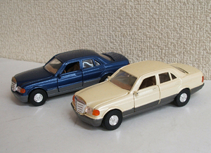 ◎ヨネザワ ダイヤペット ミニカー 2台セット 1988 メルセデスベンツ 560SEL ブルー・オフホワイト 青白　レトロ まとめて　札幌市 豊平区