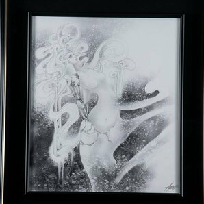 【絵画】『 加藤彩 「人魚姫」 鉛筆画 オリジナル 額装 紙箱 13156 』 かとうあや イラストレーター インテリア 女性画 芸術 美術 幻想の画像2