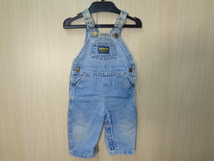 344◆90s USA製 OSHKOSH B'GOSH デニムオーバーオール◆オシュコシュ size6/9M キッズ コットン100％ サロペット 子供服 ゆうパケット便5A _画像1