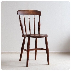 イギリス アンティーク キッチンチェア 木製椅子 カントリー 古木 店舗什器 家具「一枚板座面」T-952