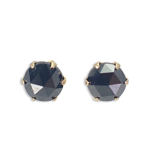 [ new goods ]K18 black diamond Monde stud earrings [i11-2]