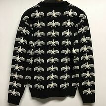 【CALEE キャリー】eagle knit sweater セーター 厚手ニット M ウール ブラック 総柄 2301oki_画像3