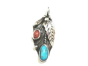  Indian jewelry silver 925 turquoise coral feather plate silver necklace silver pendant silver925