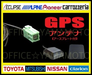 GPSアンテナケーブル(コード)緑角型 アースプレート付 ケーブル(約3m)トヨタ ダイハツ イクリプス ケンウッド 日産 ホンダ ナビ NHZN 1h