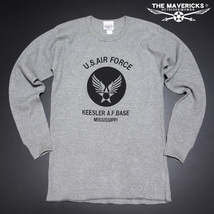 ミリタリー サーマル ワッフル 長袖 Tシャツ L メンズ ロンT USAF エアフォース MAVEVICKS ブランド 灰色 グレー_画像5