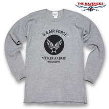 ミリタリー サーマル ワッフル 長袖 Tシャツ L メンズ ロンT USAF エアフォース MAVEVICKS ブランド 灰色 グレー_画像1