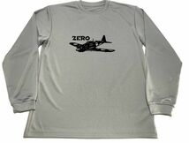 グレー　零戦 ドライ Tシャツ ゼロ戦 切り絵 グッズ 戦闘機　ロングＴシャツ　ロンＴ　ロング　長袖_画像1