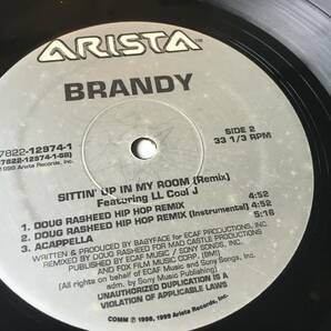 2317●Brandy Featuring LL Cool J - Sittin' Up In My Room (Remix)/Acappella Instrumental/12inch LP アナログ盤の画像6