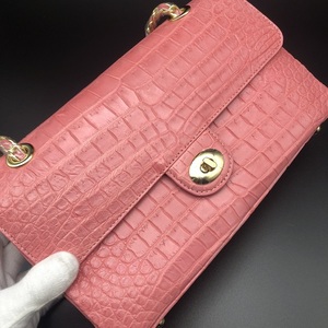 [ free shipping ] genuine article guarantee *. leather car m crocodile shoulder bag coral pink 1