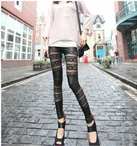 L1014 lady's sexy leggings [ black ]imite-shon leather leather ntsu fake leather slim ventilation elasticity 