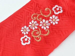 ◆七五三 半衿 お子様用◆紗綾型地紋・刺繍入り 半衿 赤 ch-34