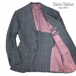 極美品 Sato Tailor 佐藤洋服店 佐藤テーラー 2Bテーラードジャケット サイズL-XL相当 グレー 背抜き 春夏仕様 オーダー品 上質 230168