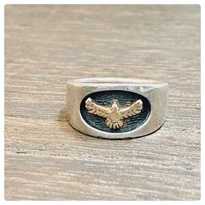  silver 925 sterling sterling K10 10K Eagle hawk Vintage antique ring ring Indian 