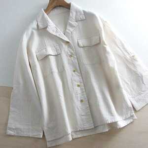  spring summer * E hyphen world gallery PEACE*. collar shirt F! unbleached cloth anonymity delivery 
