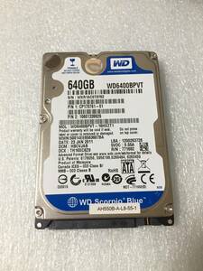 ★9086時間 Western Digital WD6400BPVT 2.5インチHDD『正常判定』640GB