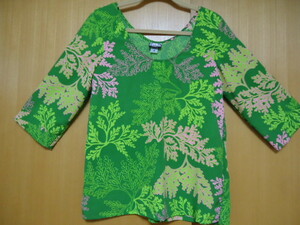  prompt decision Hawaii Manuheali'iman hair li. 7 minute sleeve blouse green color leaf .. pattern S poly- material 