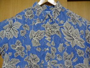 即決　ハワイ　reyn spooner　レインスプーナー　アロハシャツ　ブルー色　花・葉っぱ柄　ＸＸＬ3