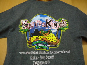 即決　ハワイ　カイルア　BOOTS&KIMO'S　ブーツ＆キモー スタッフ　Ｔシャツ　ダークグレー色　Ｓ　パンケーキ