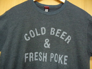 即決　ハワイ　Hi Life　ハイライフ　Ｔシャツ　紺・白斑色　Ｍ　COLD BEER & FRESH POKE