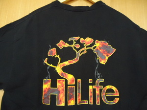 即決　ハワイ　Hi Life　ハイライフ　Ｔシャツ　黒色　ＸＬ　ボルケーノ