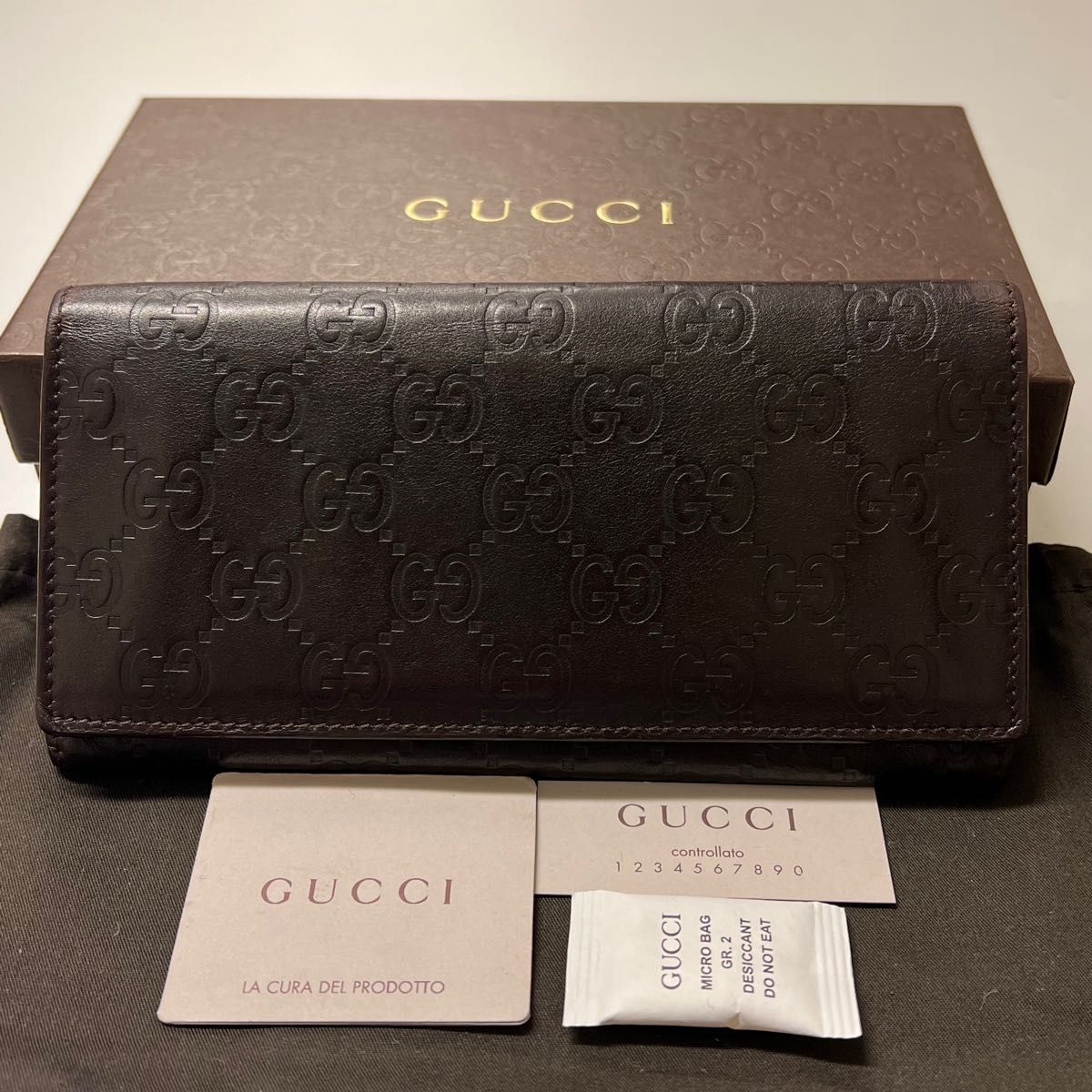 未使用に近い グッチ GUCCI 財布 長財布 シマレザー ラウンド