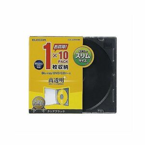 (まとめ)エレコム Blu-ray/DVD/CDケース(スリム/PS/1枚収納) CCD-JSCS10CBK【×10セット】