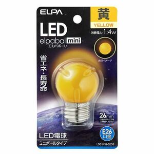 （まとめ） ELPA LED装飾電球 ミニボール球形 E26 G40 イエロー LDG1Y-G-G253 【×5セット】