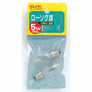 （まとめ） ELPA ローソク球 電球 5W E12 クリア 2個入 G-11H（C） 【×20セット】