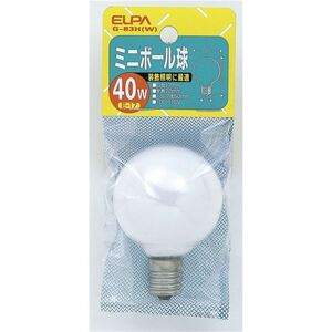 （まとめ） ELPA ミニボール球 電球 40W E17 G50 ホワイト G-83H（W） 【×25セット】