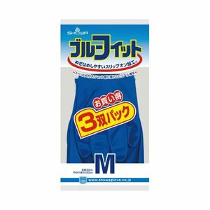 （まとめ）ショーワグローブ ブルーフィット 3双パック Mサイズ【×100セット】