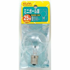 （まとめ） ELPA ミニボール球 電球 25W E17 G50 クリア G-87H（C） 【×25セット】